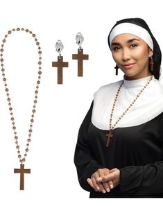 Nonnesett - Kors øreringer og Halskjede