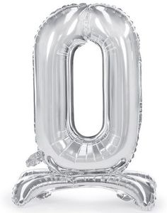 Tallet 0 - Sølvfarget Stor Stående Folieballong 70 cm