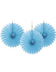 3 stk Mini Lys Blå Papirvifter 15 cm