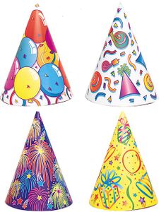 8 Stk Partyhatter med Motiver 17 cm