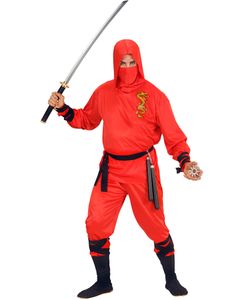 Rødt Ninjakostyme til Herre