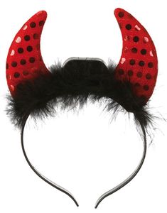 Røde Djevelhorn med Paljetter og Lys