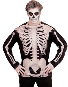 Fotorealistisk Skjelett T-skjorte med Lang Arm til Mann