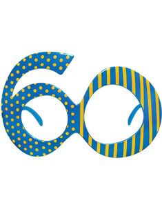 60 År - Blå Bursdagsbriller med Striper og Prikker