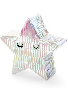 Iriserende Rosa Stjerne MINI Pinata 10,5x9,5 cm