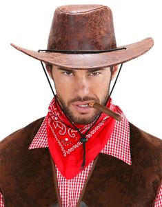 Brun Skinnimitert Cowboyhatt