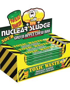 50 stk Toxic Waste Nuclear Sludge Green Apple Chew Bar av 20 gram - Hel eske