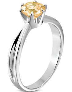 Isabella - Sølvfarget Stålring Prydet med Topaz CZ Sten