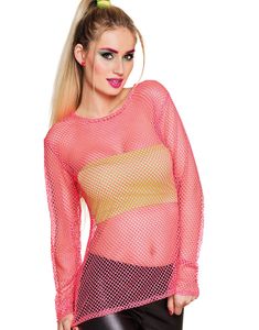 Neon Rosa Nettingtopp med Lang Arm