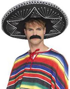 Delux Svart Day of the Dead / Meksikaner Sombrero 56 cm