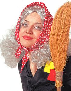 Krøllete Grå Parykk med Skaut