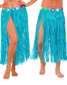 Blå Stråkjørt med Blomsterbelte 80 cm