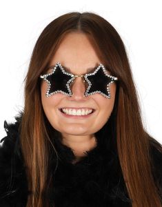 Svart Stjerneformet Kostymebriller med Stener