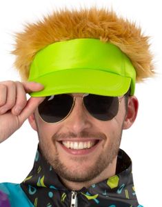 80s Neon Grønn Solskjerm med Hår