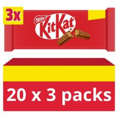 20 stk 3-Pack KitKat 4 Fingers Sjokolade - Hel Eske 2,49 kg
