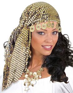 Gullfarget Sigøyner Hodeplagg med Anheng