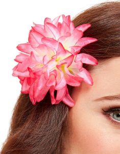 Hårklype med Rosa Tropisk Blomst