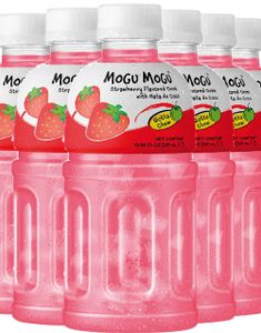 6 stk Mogu Mogu Nata De Coco Strawberry - Jordbærjuice med Kokosgelebiter 320 ml - Hel Eske (Japan Import)