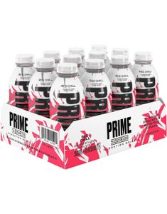 12 stk Prime Red Chill Ice Hydration Bottle - Sukkerfri og Koffeinfri Sportsdrikke - Hel Eske 6 liter (UK Import)