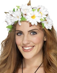 Hårbøyle med Hvite Tusenfryd Blomster