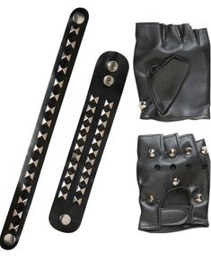 Skinnimiterte Hansker, Choker og Armbånd med Nagler