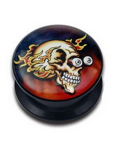 Flame Skull - Svart Piercing Plugg