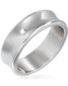 Pen Sølvfarget Stålring Fattet med Klar CZ Sten