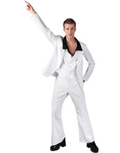Hvit Saturday Night Fever Inspirert Herrekostyme