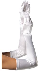 Ekstra Lange Hvite Satinhansker 55 cm