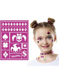 10 stk Maskeradesminke Sjablonger/Former - Dangerous Girl / Harlekin