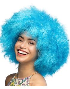 Stor Bustete Neonblå Afroparykk