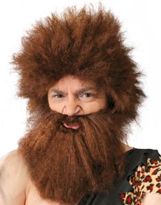 Brun Huleboer Parykk med Skjegg