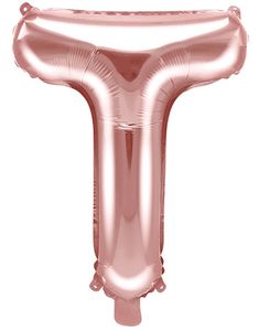 Bokstaven T - Rosegullfarget 35 cm Folieballong