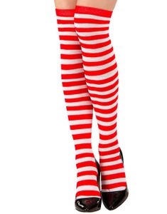 Stripete Rød og Hvite Strikkede Strømper