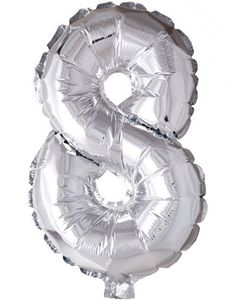 Tallet 8 - Sølvfarget 35 cm Folieballong