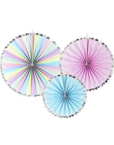 3 stk Rosa og Turkise Papirvifter - Magisk Enhjørning