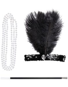Flapper Kostymesett med Hodebånd, Perlekjede og Sigarettholder