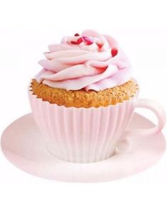 4stk Cupcakeformer formet som Tekopper med Asjett - Silicon