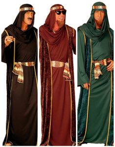 Parkostyme - Tre Sjeik Kostymer Svart, Brun og Grønn