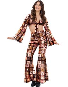 60's Vintage Hippie Kostyme med Heklet Utseende til Dame