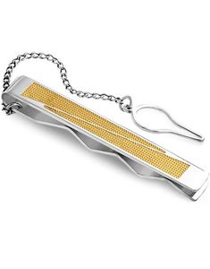 Sølvfarget Slipsnål med Gullfarget Overflate og Stripe