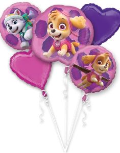 Paw Patrol Ballongbukett med 5 Folieballonger - Skye og Everest