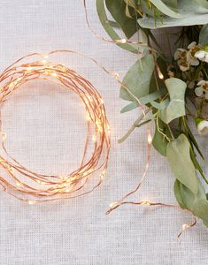 Ekstra Tynn Kobber-lyslenke med 60 LED lys - 3 Meter - Botanisk Bryllup