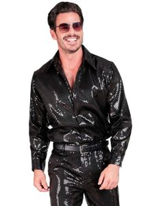 Svart Kostymeskjorte med Paljetter til Herre