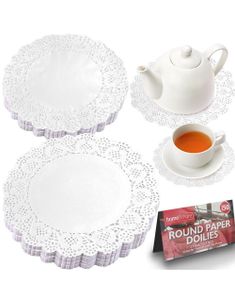 24 stk Assorterte Runde Blondemønstrede Kakeservietter/Underlag i 3 Størrelser