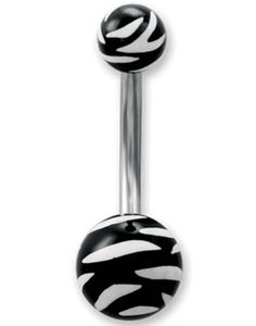Sebramønstret Navlepiercing i Svart og Hvit
