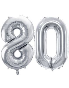 80 år ballonger - 35 cm sølv