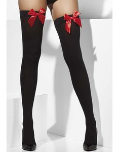 Strømper m/Rød Sløyfe - Svart