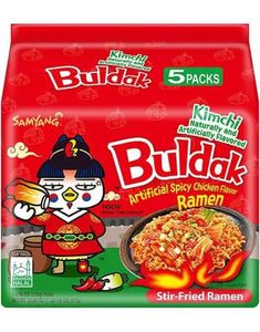 5 stk Samyang Buldak Hot Chicken Ramen Kimchi - Hel Pakke 675 gram