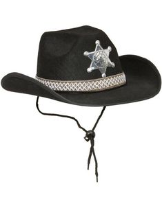 Svart Cowboyhatt med Sheriffstjerne